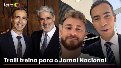 César Tralli ensaia o icônico 'boa noite' do Jornal Nacional