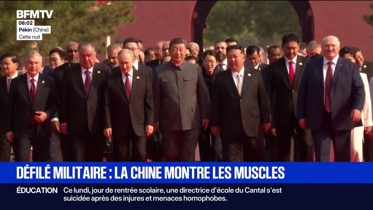 Défilé militaire: Kim Jong-un et Vladimir Poutine assistent à la démonstration de force de Pékin aux côtés de Xi Jinping
