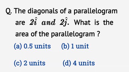 The diagonals of a parallelogram are 2i and 2j. What is the area of the parallelogram ?