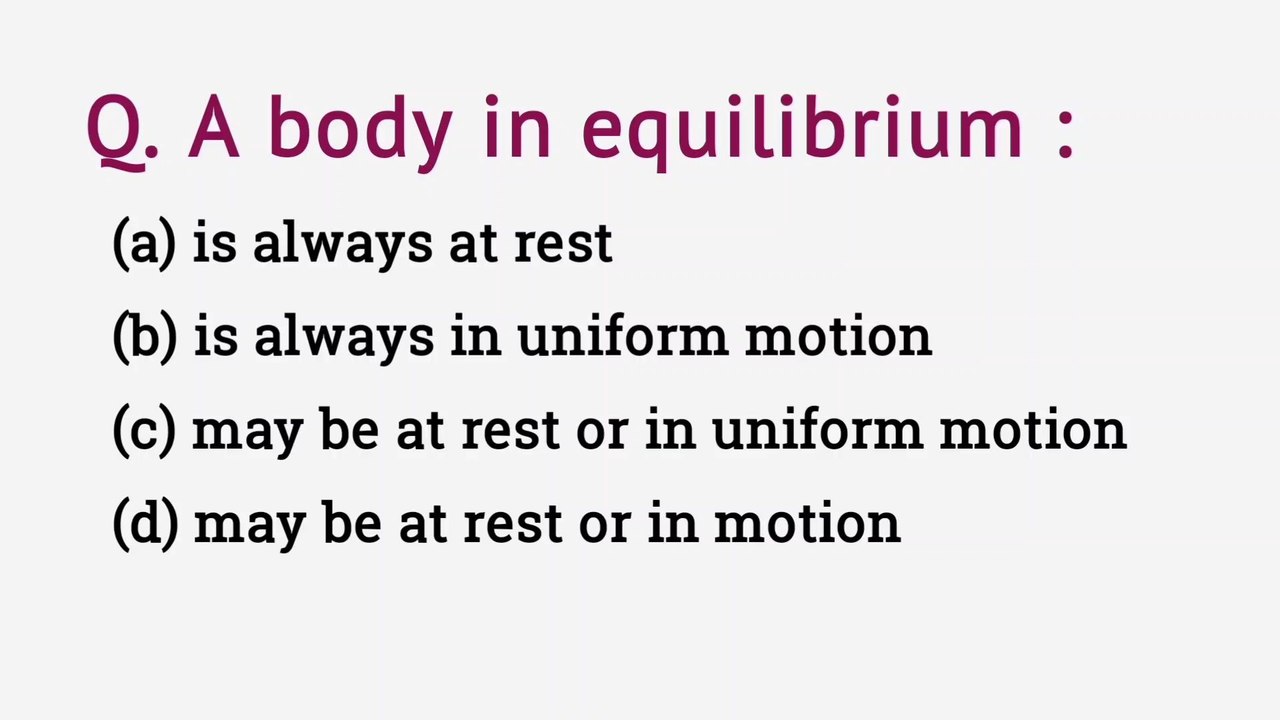 A body in equilibrium