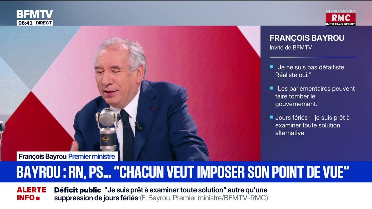 François Bayrou "pense qu'il est possible" que les Socialistes ne votent pas contre lui