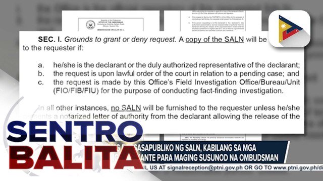 Usapin ng pagsasapubliko ng SALN, kabilang sa mga tinanong sa mga aplikante para maging susunod na Ombudsman; SC, may paalala sa clearance ng ilang Ombudsman applicants | ulat ni Louisa Erispe