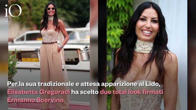 Elisabetta Gregoraci a Venezia 82, i look da sogno dal rosa cipria in pizzo al vedo-non-vedo marron glacé