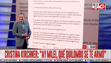 Durísimo posteo de Cristina Kirchner contra Javier Milei