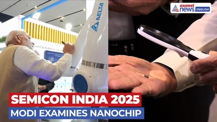 PM Modi Examines Nanochip at Semicon India 2025