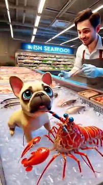 Dog Buys Monster Mantis Shrimp! Girl is Amazed! 🐶🦐 #CutePet #Food #shorts #cute #dog #dogs