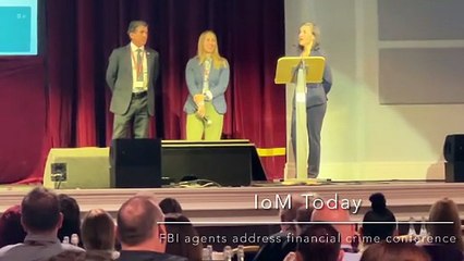 FBI agents address the financial crime conference at the Villa Marina in Douglas