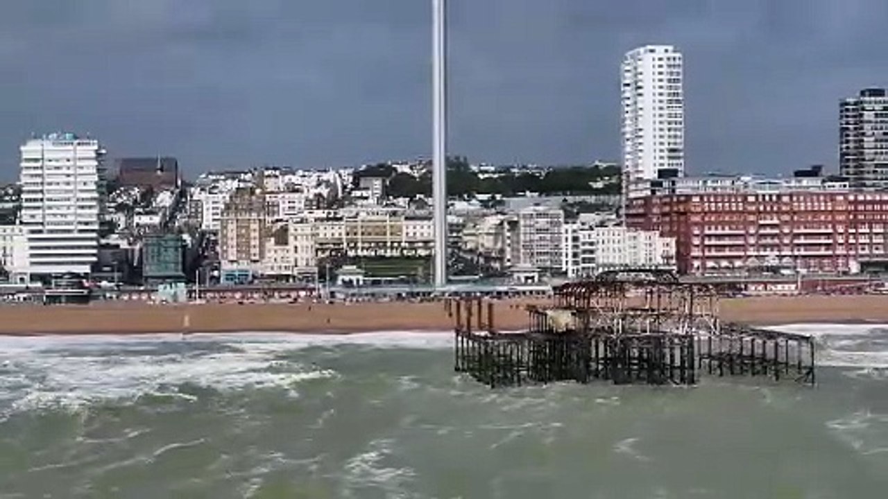 Video footage shows choppy waves at Hove amid yellow weather warning