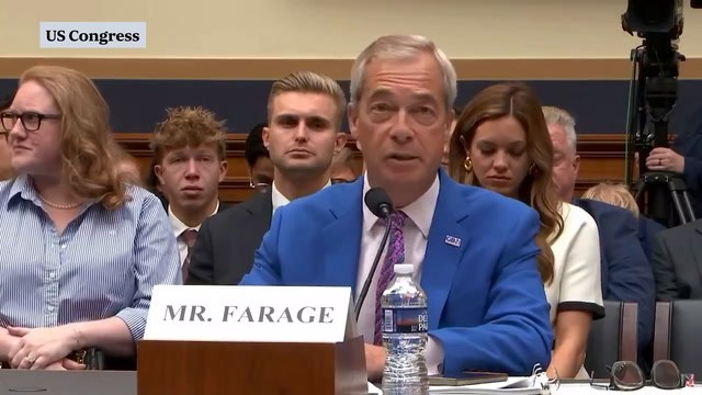 Nigel Farage appears before US Congressional hearing on free speech