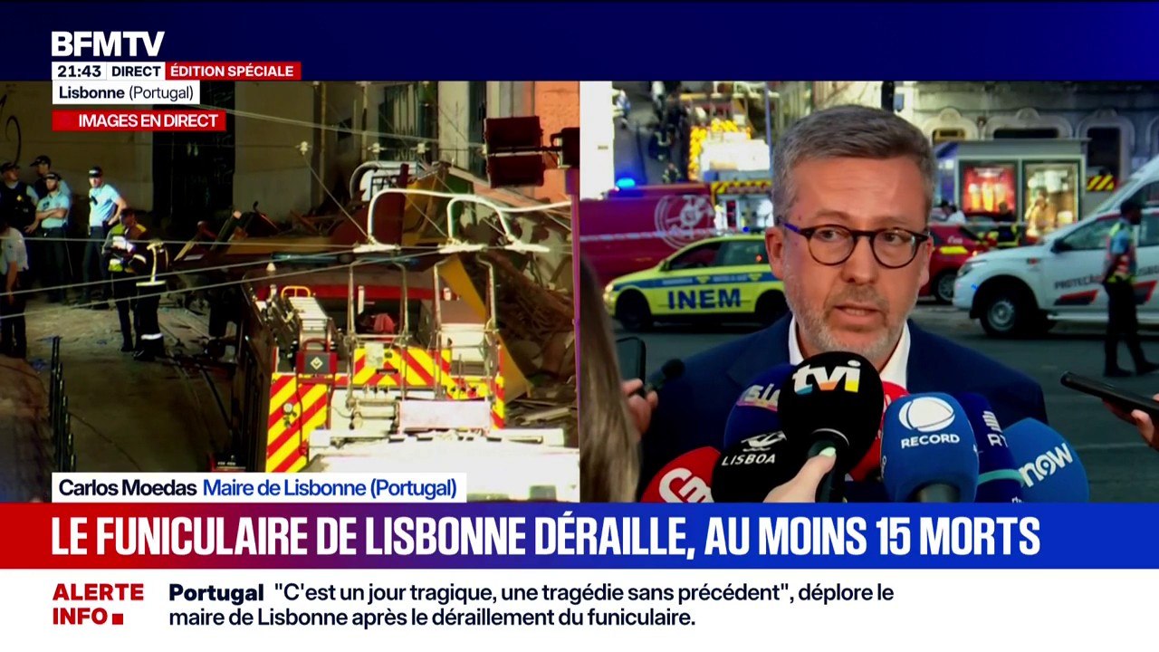 Funiculaire de Lisbonne: "C'est un jour tragique, une tragédie sans précédent", déplore Carlos Moedas, le maire de la capitale portugaise
