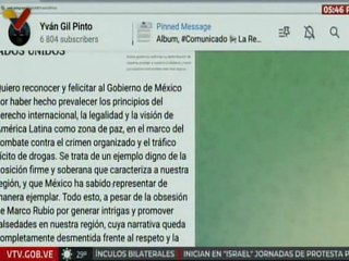 Yván Gil: Felicito a México por hacer prevalecer la visión de América Latina como zona de paz