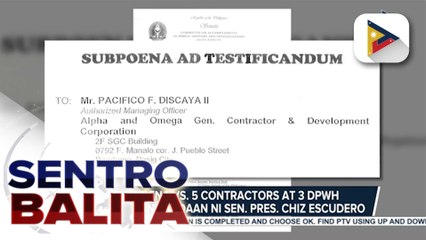 5 pang contractors at 3 DPWH officials, pina-subpoena na din ng Senado; ilan pang indibidwal, gustong tumestigo ayon kay Sen. Marcoleta | ulat ni Daniel Manalastas