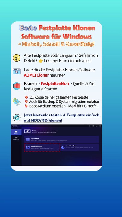 Beste Festplatte klonen Software – Backup & Migration! 💾