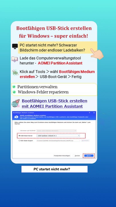 🖥️✨ Bootfähigen USB-Stick erstellen: So rettest du deinen Windows-PC!