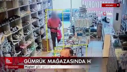 Kocaeli'de müşteri gibi geldiği mağazadan ayakkabıyı böyle çaldı