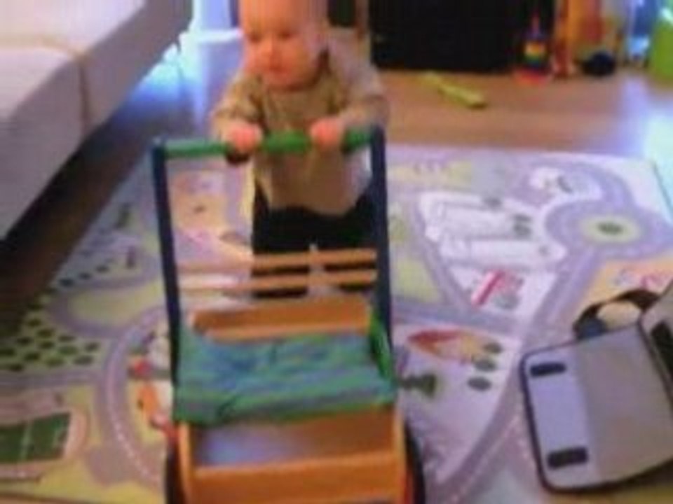Jasper pushing cart