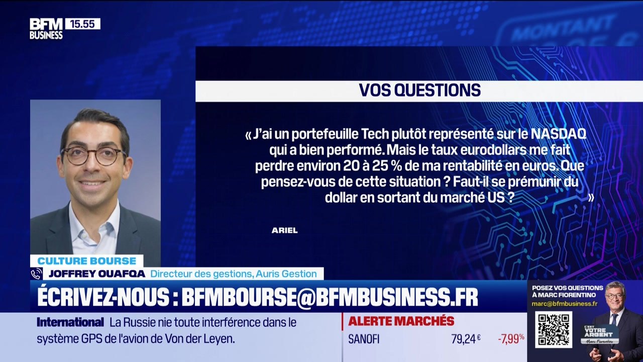 Culture Bourse : « Le taux eurodollars me fait perdre environ 20 à 25 % de ma rentabilité en euros. Que pensez-vous de cette situation ? Faut-il se prémunir du dollar en sortant du marché US ? », par Julie Cohen-Heurton – 04/09