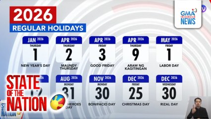 2026 Holidays Announced | SONA