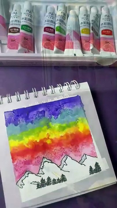 Rainbow Watercolor Landscape 🌈 | Relaxing & Satisfying Painting Art