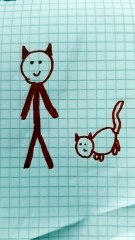 Diavoletto con gatto  rosso disegno