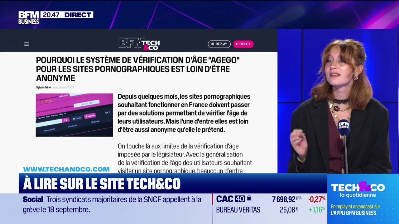 À lire sur le site Tech&Co : Pourquoi le système de vérification d'âge "AgeGO" pour les sites pornographiques est loin d'être anonyme, par Salomé Ferraris - 04/09
