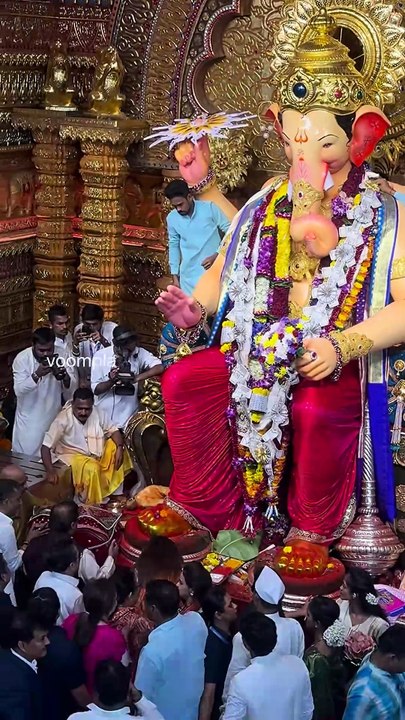 ambani family’s offerings for ganpati bappa. mukesh ambani and nita ambani arrive for darshan and blessings at lalbaug cha raja