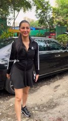 she attends meetings also in black only. shruti haasan seen out and about in andheri