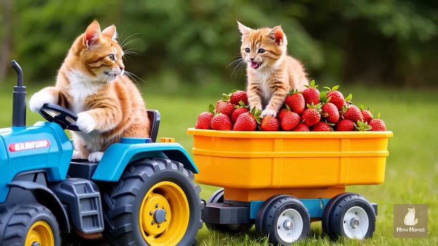 Mama Cat Trims Fur on the Farm and Makes Tiger Hat For Kittens At Home🐾🎩🐯_2