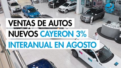 Ventas de autos nuevos cayeron 3% interanual en agosto