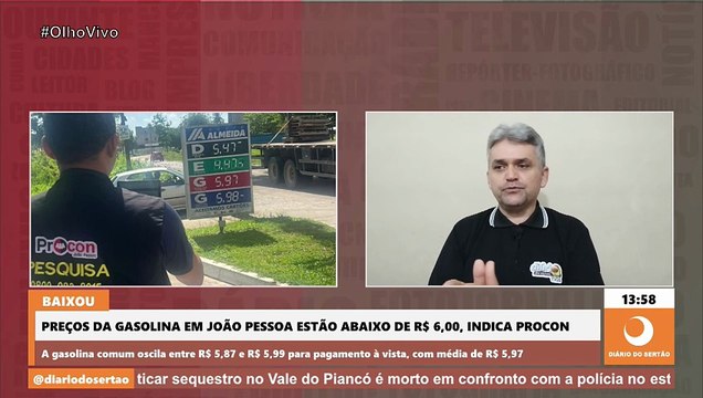 Em João Pessoa, preços da gasolina estão abaixo de R$ 6 para pagamento à vista, afirma Procon