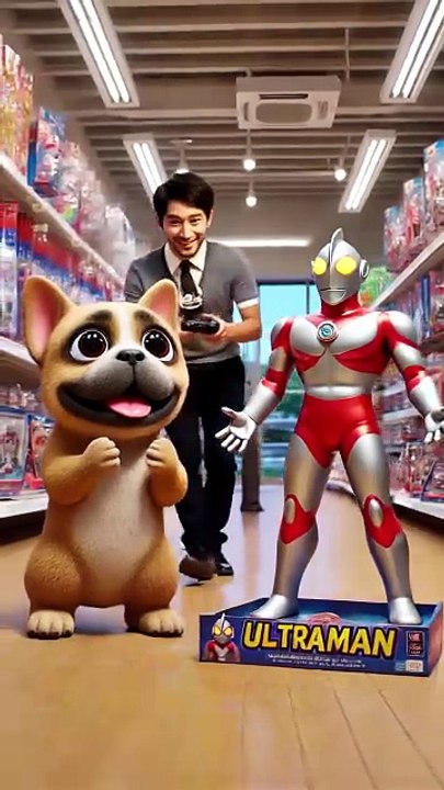 Super Pup! Frenchie Fetches Ultraman for His Little Hero#shorts # #cute#toy #cutepet #frenchbulldog