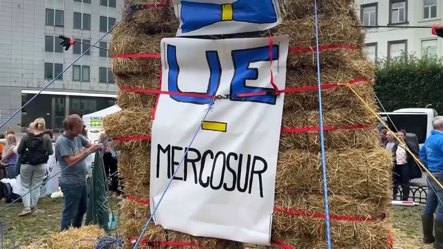 Los agricultores europeos protestan en Bruselas contra el acuerdo comercial UE-Mercosur