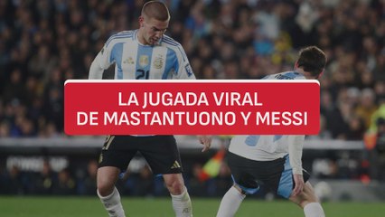 La jugada viral de Mastantuono con Messi que califican de "puro fútbol"