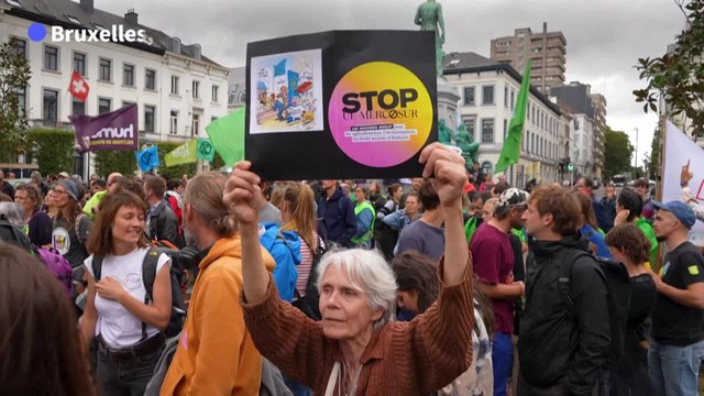 Accord UE / Mercosur : manifestation devant le Parlement européen à Bruxelles