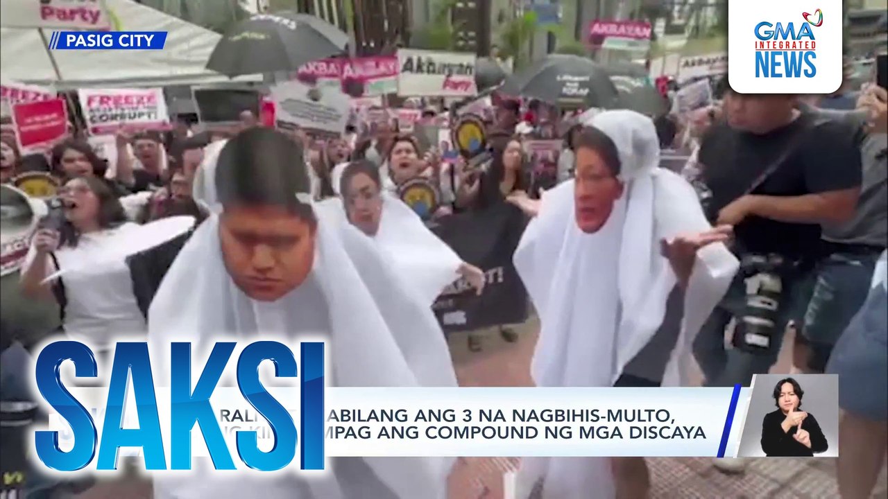 Mga raliyista kabilang ang 3 na nagbihis-multo, muling kinalampag ang compound ng mga Discaya | Saksi