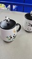 Panda Mug with 3D Hand-Painted Lid and Spoon Funny Pink Ceramic Panda Coffee Mug Tea Cup