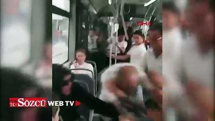 Belediye otobüsüne önce binme kavgası kamerada
