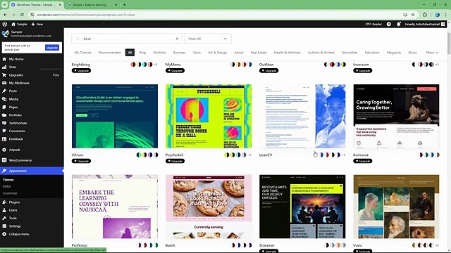 Wordpress.com - Lesson 150 - Searching for Themes and Filtering