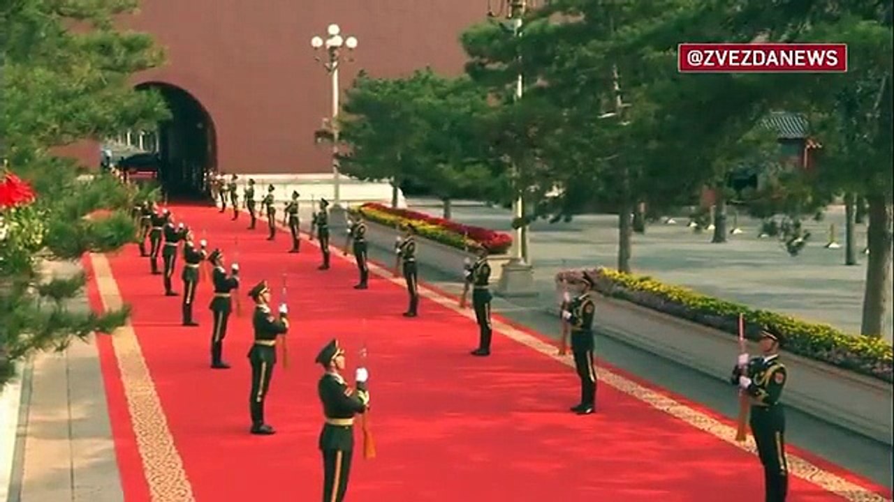 Russian President Putin arrives at Victory Day military parade in Beijing, China.