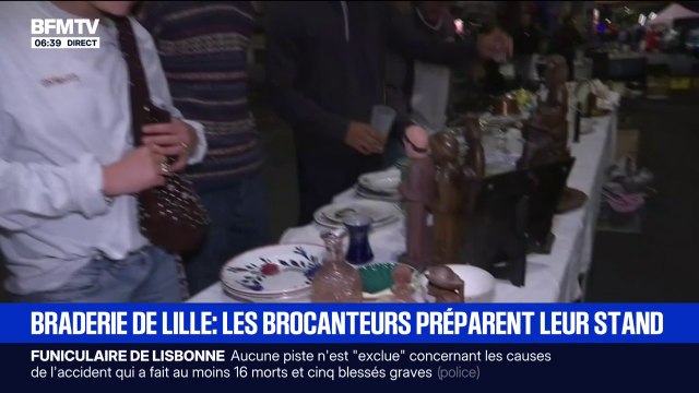 Braderie de Lille: les brocanteurs préparent leur stand pour accueillir les deux millions de visiteurs attendus