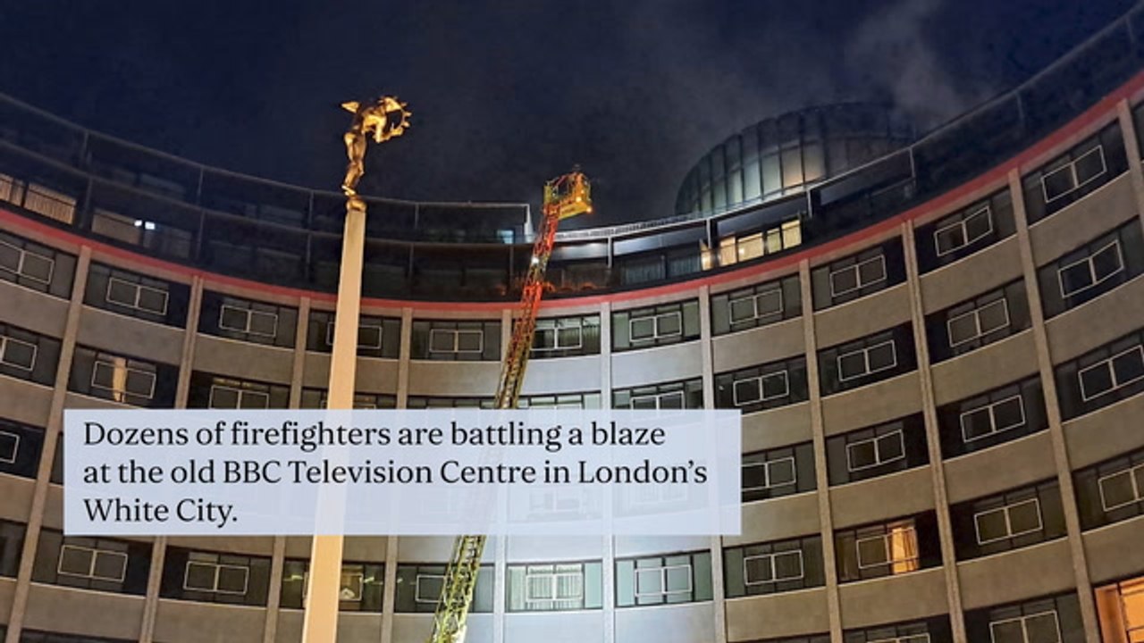 White City fire: 100 firefighters battle flames as huge blaze rips through former BBC HQ in west London