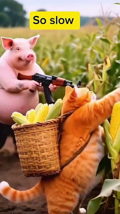 It is piggy's show today🐱🐷🐷