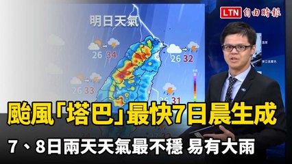 颱風「塔巴」最快明晨生成！未來兩天天氣不穩，可能迎大雨☔️