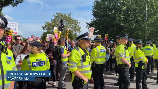 Protesters and counter-demonstrators descend on Faversham