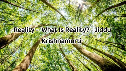 Reality -  What Is Reality? - Jiddu  Krishnamurti