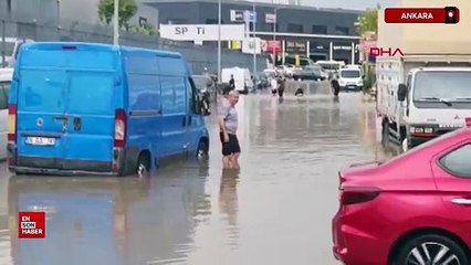 Ankara'da sağanak etkili oldu: Yollar göle döndü