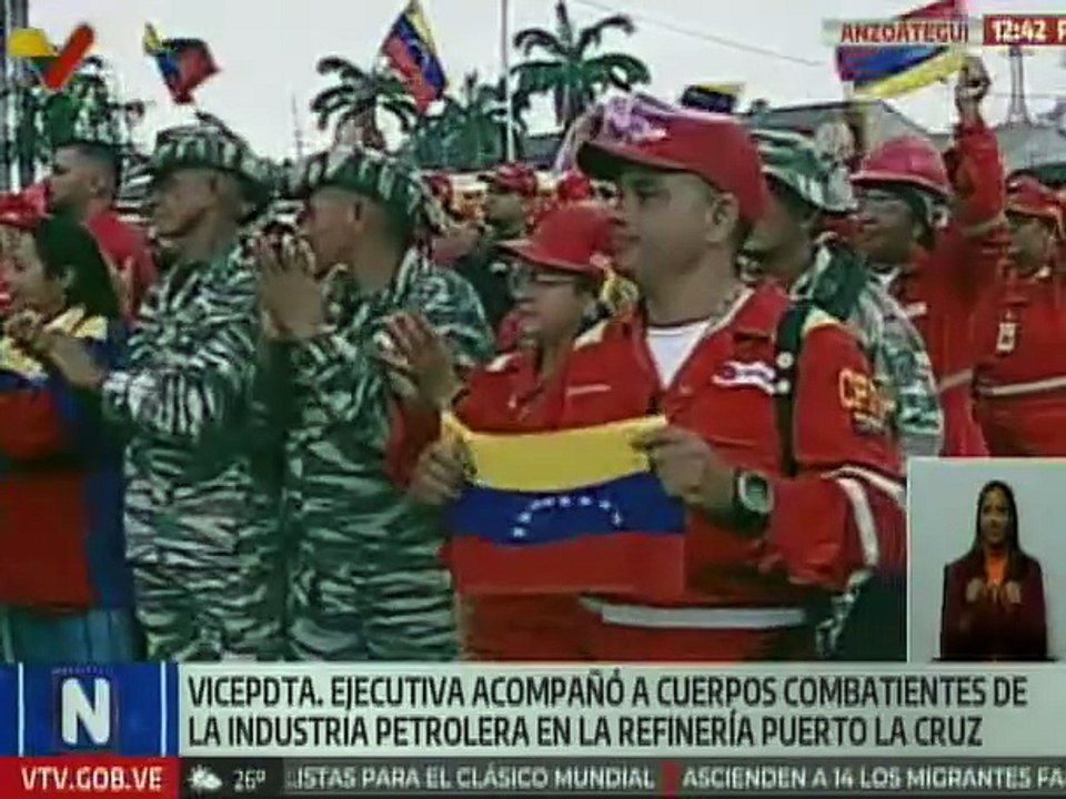 Anzoátegui I Vpdta Delcy Rodríguez acompaño a trabajadores petroleros para defender la patria