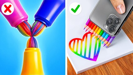 DÉFI ARTISTIQUE ! 🎨 Techniques de Peinture à l'École d'Art : BRICOLAGE DE DESSIN GÉNIAL