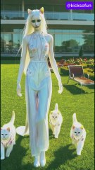 Lady cat in under fireplace with her kitten