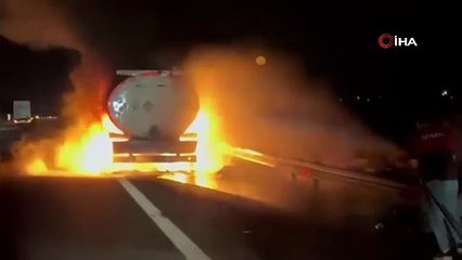 Osmaniye’de akaryakıt yüklü tanker alev aldı